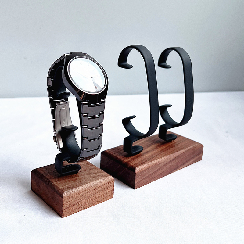 Jewelry And Watches Inc - C-förmiger Uhrenhalter aus Holz, Schmuck-Organizer, Präsentationsständer
