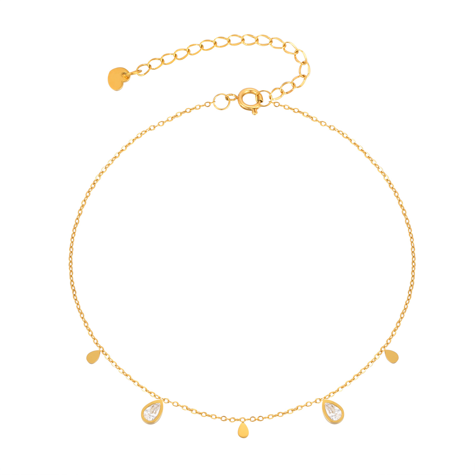 Jc Jewelry & Watches Photos - Zierliches Fußkettchen mit Wassertropfen-Zirkon für Frauen,